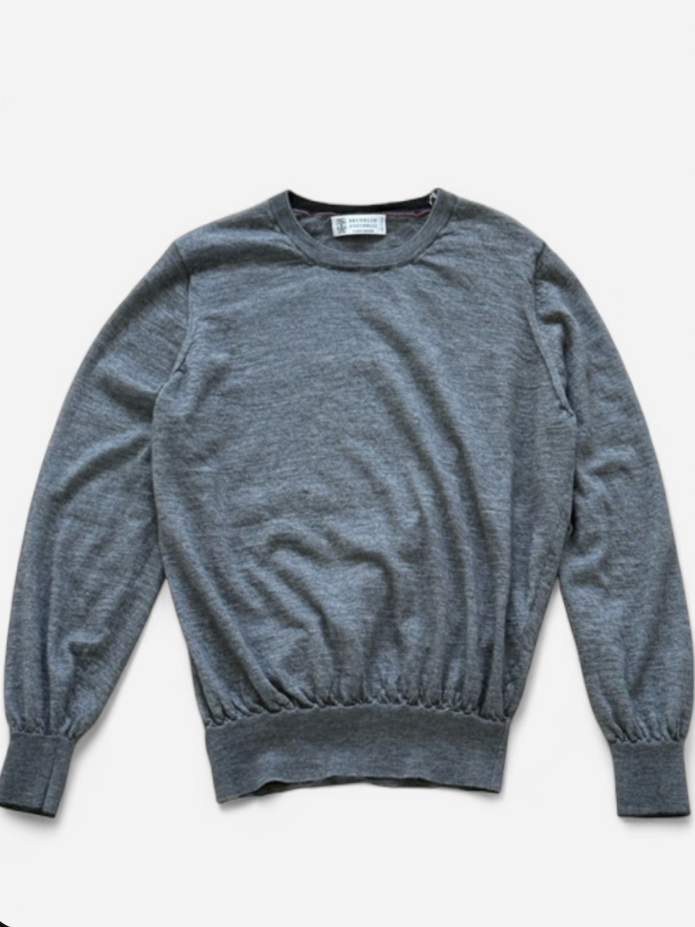 Brunello Cucinelli Cashmere Silk Crewneck Sweater Dark Grey IT 54 (XL)